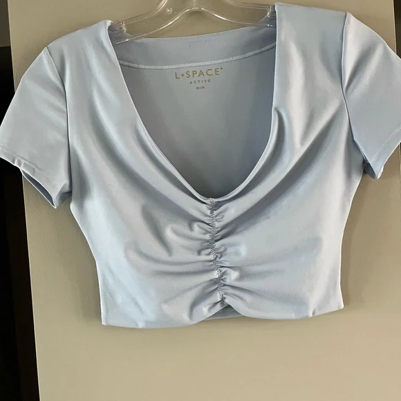 L*Space Blue Ruched Crop Top - Picture 5 of 13